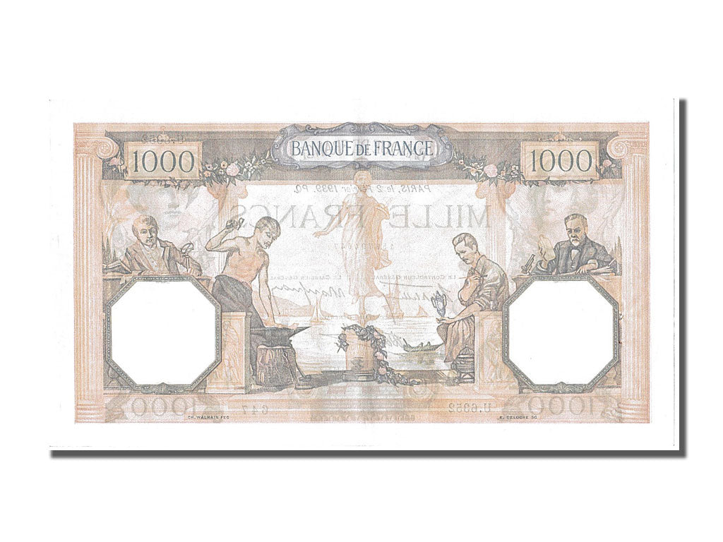 Billete, Francia, 500 Francs, 1 000 F 1927-1940 ''Cérès et Mercure'', 1939