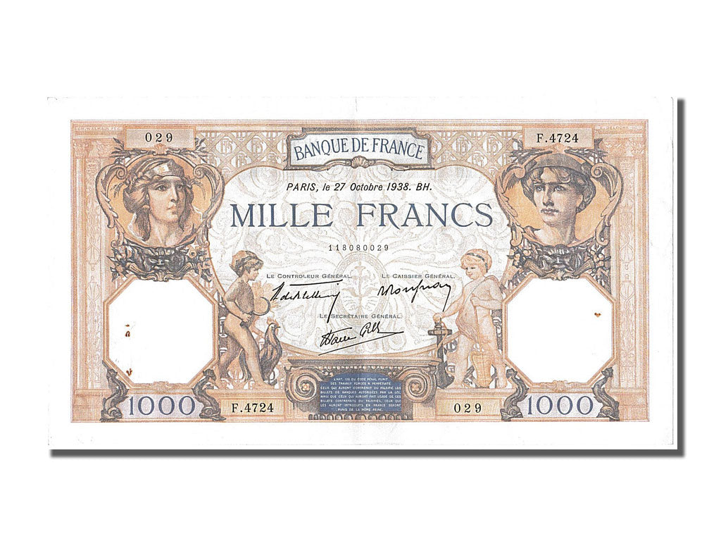 Billet, France, 500 Francs, 1 000 F 1927-1940 ''Cérès et Mercure'', 1938