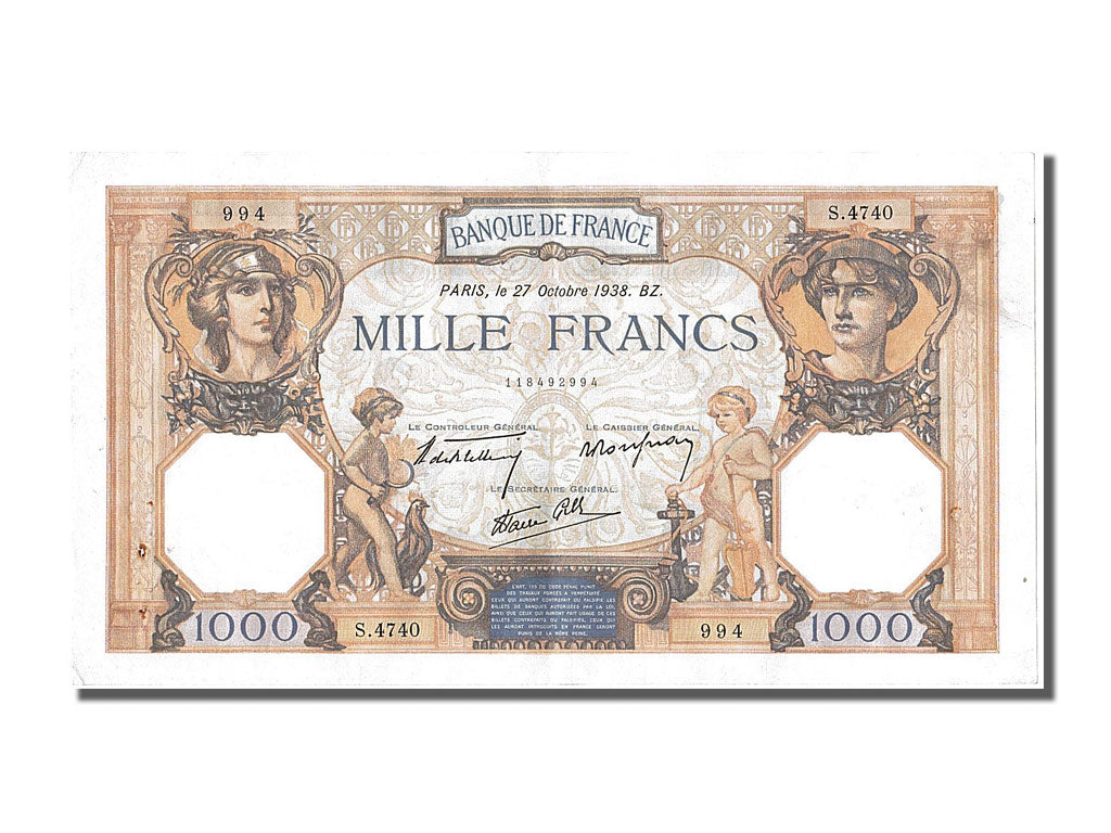 Billet, France, 500 Francs, 1 000 F 1927-1940 ''Cérès et Mercure'', 1938