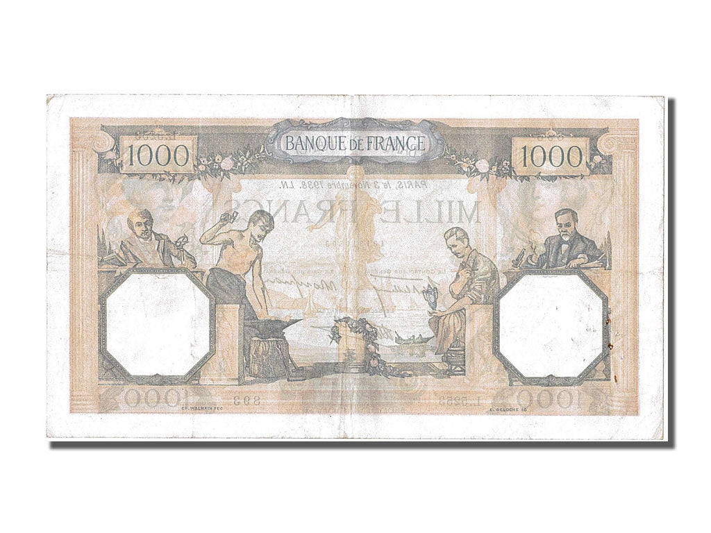 Biljet, Frankrijk, 500 Francs, 1 000 F 1927-1940 ''Cérès et Mercure'', 1938