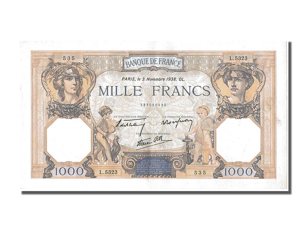 Billet, France, 500 Francs, 1 000 F 1927-1940 ''Cérès et Mercure'', 1938