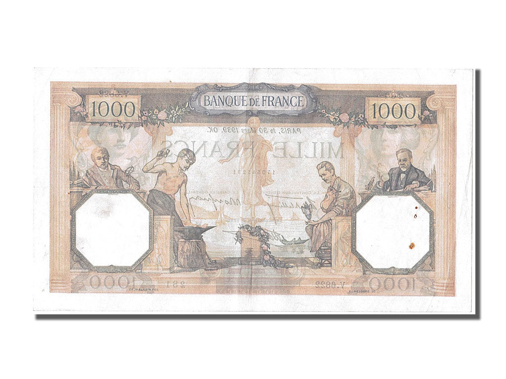 Biljet, Frankrijk, 500 Francs, 1 000 F 1927-1940 ''Cérès et Mercure'', 1939