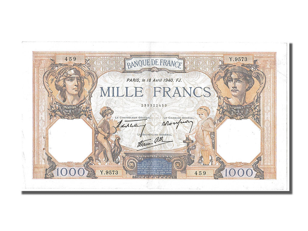 Billet, France, 500 Francs, 1 000 F 1927-1940 ''Cérès et Mercure'', 1940