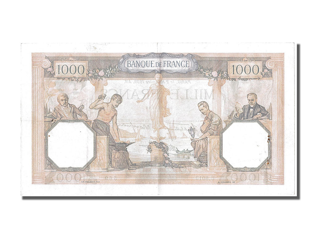 Biljet, Frankrijk, 500 Francs, 1 000 F 1927-1940 ''Cérès et Mercure'', 1939