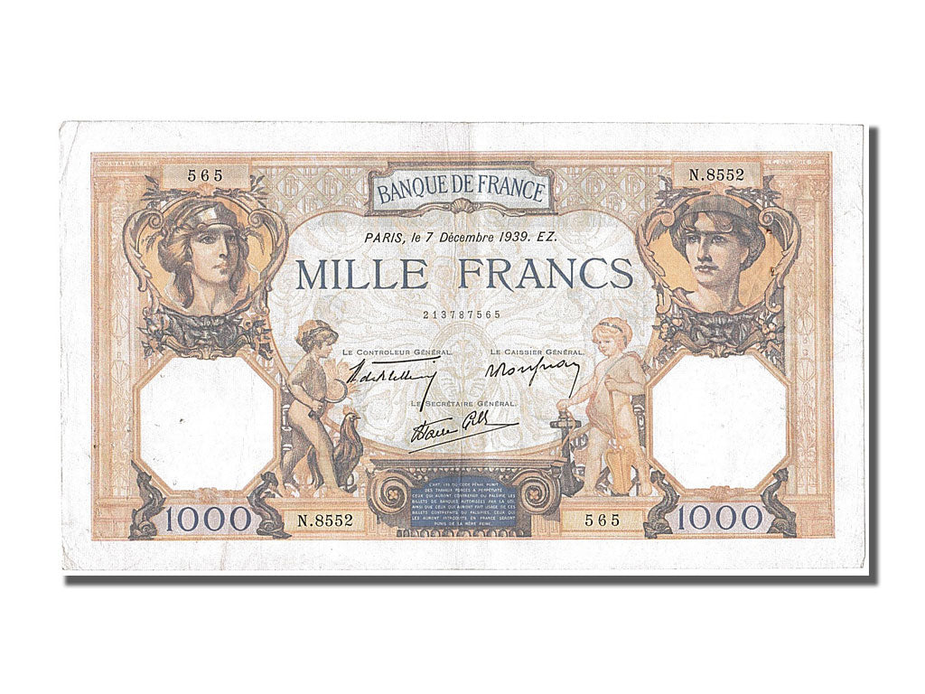 Billet, France, 500 Francs, 1 000 F 1927-1940 ''Cérès et Mercure'', 1939