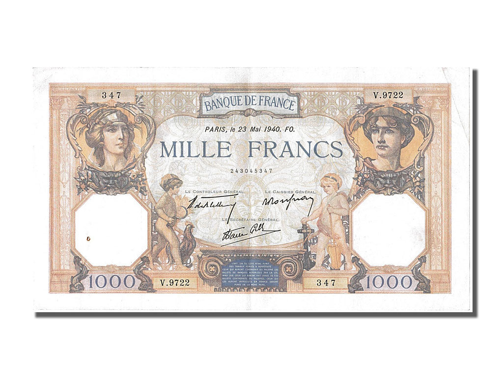 Biljet, Frankrijk, 500 Francs, 1 000 F 1927-1940 ''Cérès et Mercure'', 1940