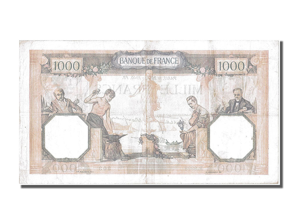 Billete, Francia, 500 Francs, 1 000 F 1927-1940 ''Cérès et Mercure'', 1940