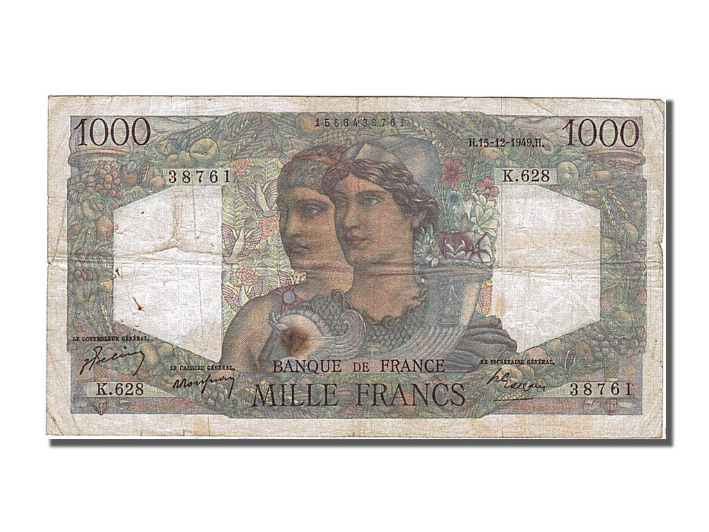 Banconote, Francia, 1000 Francs, 1 000 F 1945-1950 ''Minerve et Hercule'', 1949