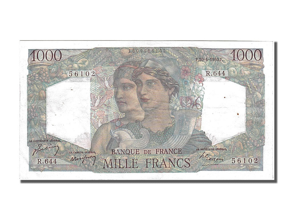 Banconote, Francia, 1000 Francs, 1 000 F 1945-1950 ''Minerve et Hercule'', 1950