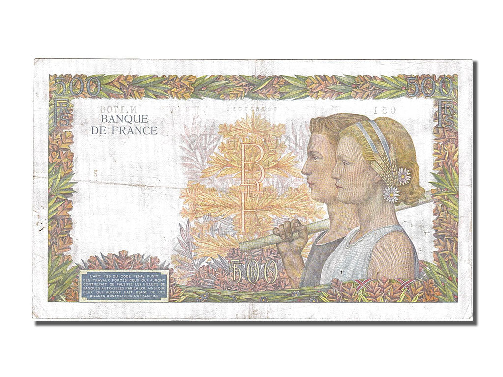 Banconote, Francia, 500 Francs, 500 F 1940-1944 ''La Paix'', 1940, 1940-12-19