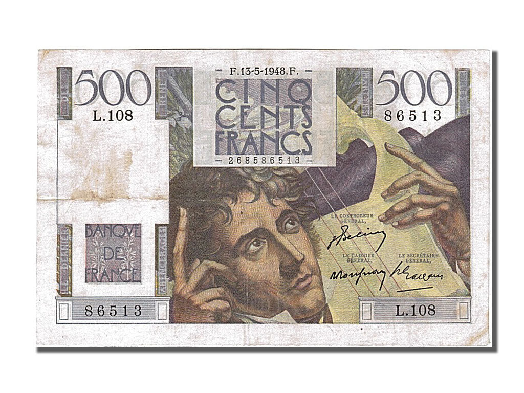 Banknot, Francja, 500 Francs, Chateaubriand, 1948, 1948-05-13, AU(50-53)