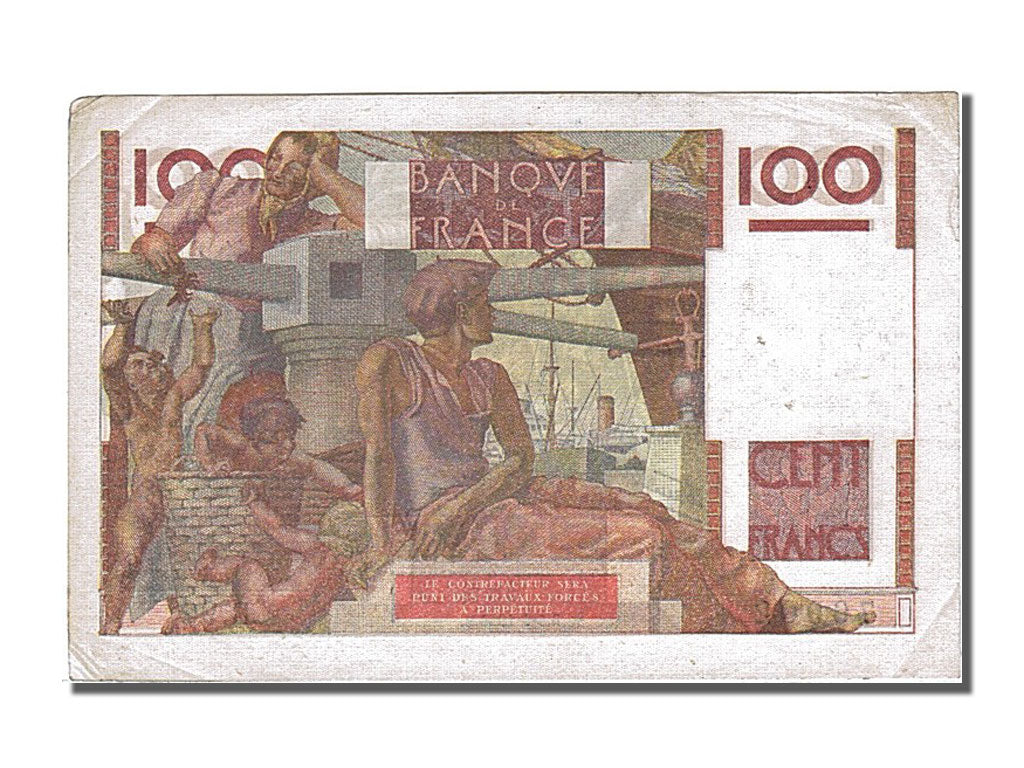 Billete, Francia, 100 Francs, 100 F 1945-1954 ''Jeune Paysan'', 1946