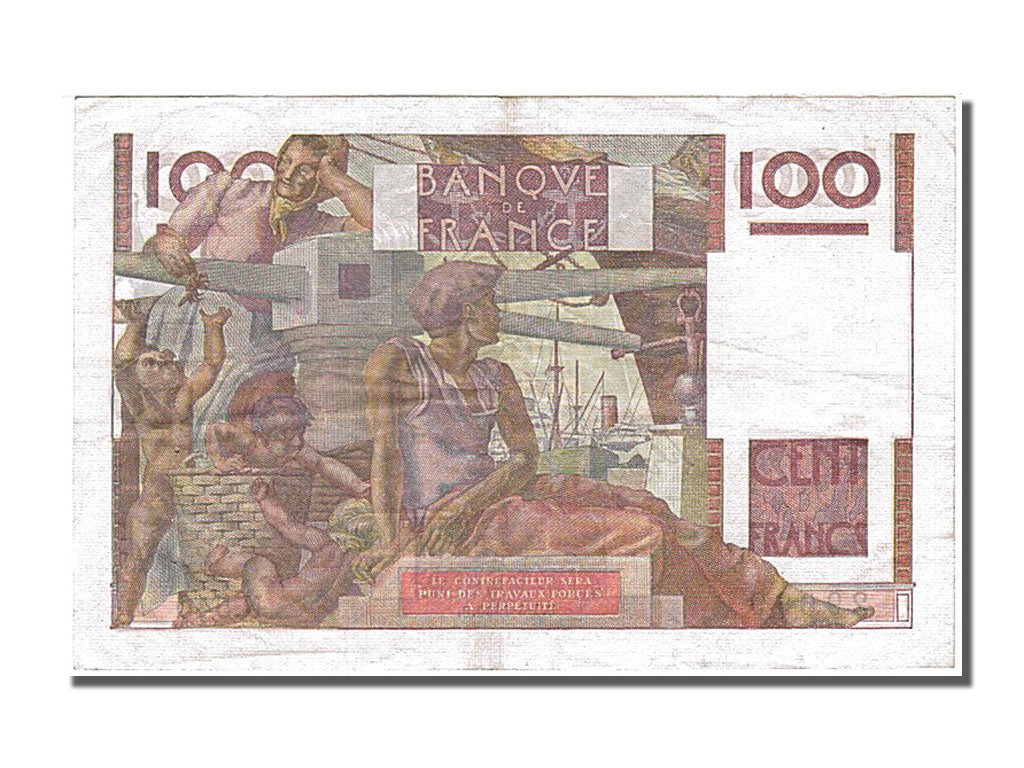 Billete, Francia, 100 Francs, 100 F 1945-1954 ''Jeune Paysan'', 1953