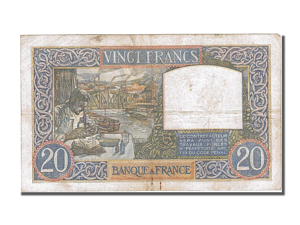 Banknote, France, 20 Francs, 20 F 1939-1942 ''Science et Travail'', 1940