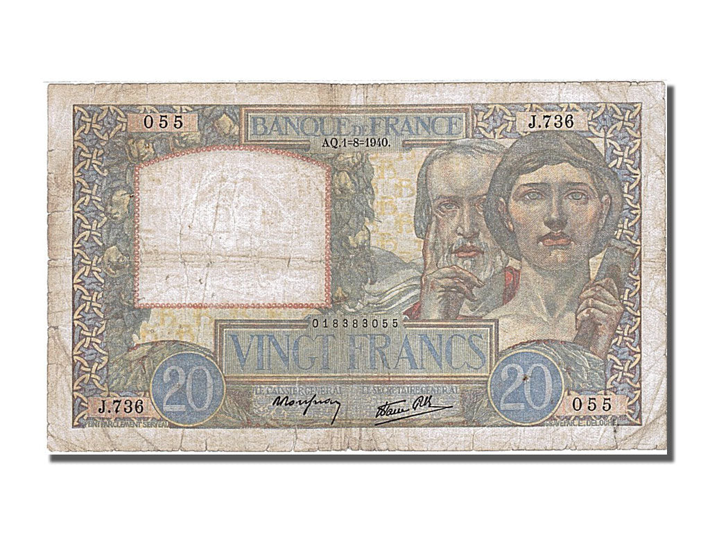 Billete, Francia, 20 Francs, 20 F 1939-1942 ''Science et Travail'', 1940
