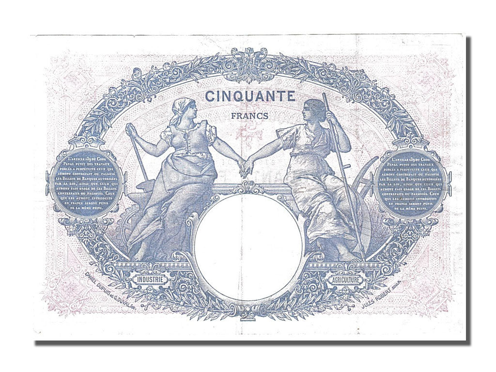Geldschein, Frankreich, 50 Francs, 50 F 1889-1927 ''Bleu et Rose'', 1924