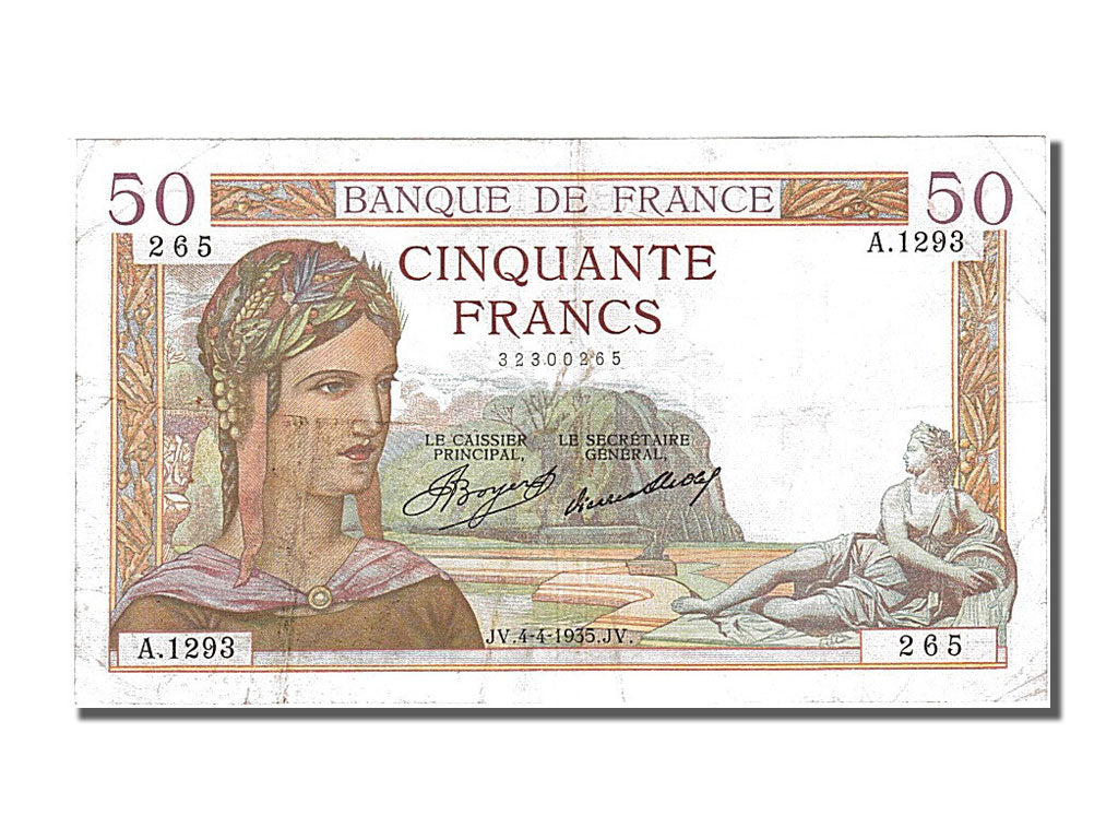 Banconote, Francia, 50 Francs, 50 F 1934-1940 ''Cérès'', 1935, 1935-04-04