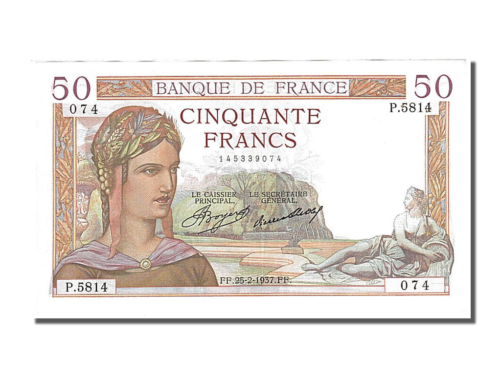 Geldschein, Frankreich, 50 Francs, 50 F 1934-1940 ''Cérès'', 1937, 1937-02-25