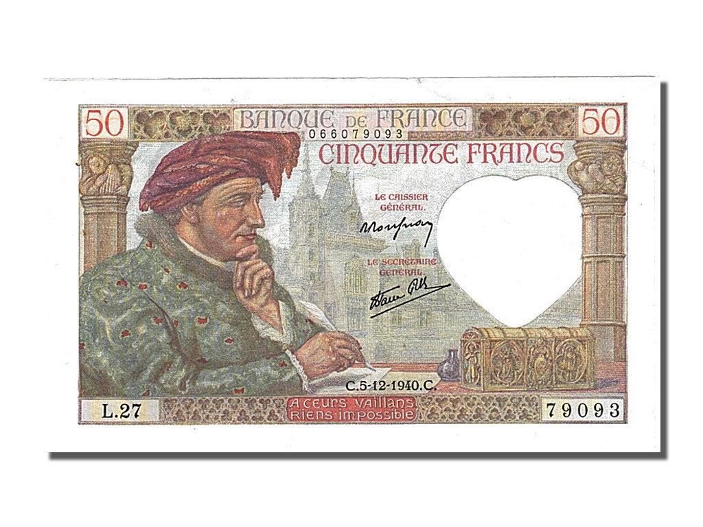Banconote, Francia, 50 Francs, 50 F 1940-1942 ''Jacques Coeur'', 1940