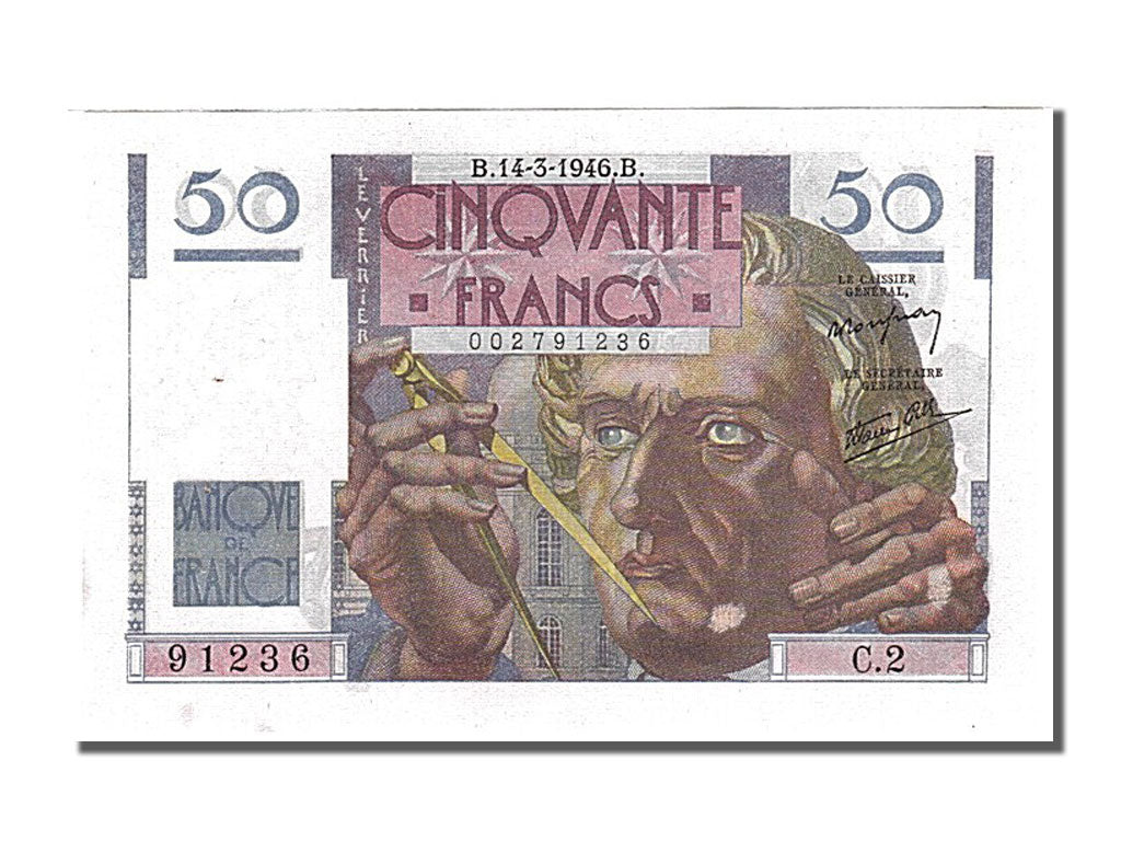Banknote, France, 50 Francs, 50 F 1946-1951 ''Le Verrier'', 1946, 1946-03-14