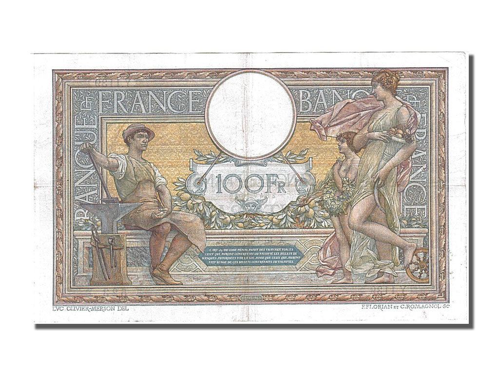 Banknote, France, 100 Francs, 100 F 1908-1939 ''Luc Olivier Merson'', 1909