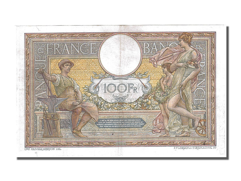 Banknote, France, 100 Francs, 100 F 1908-1939 ''Luc Olivier Merson'', 1912