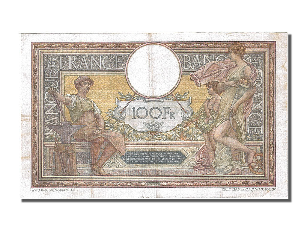Banknote, France, 100 Francs, 100 F 1908-1939 ''Luc Olivier Merson'', 1921