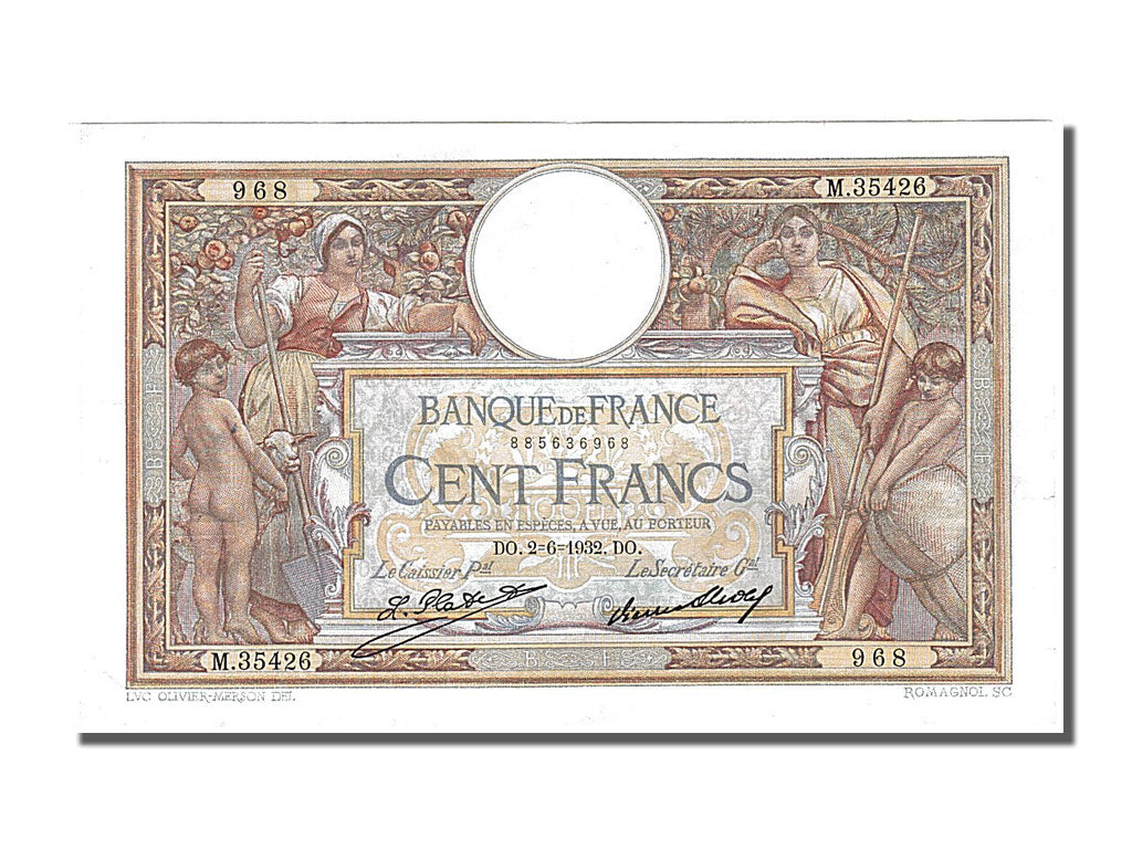 Billet, France, 100 Francs, 100 F 1908-1939 ''Luc Olivier Merson'', 1932