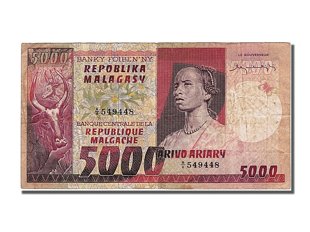 Madagascar, 5000 Francs = 1000 Ariary, VF(20-25)