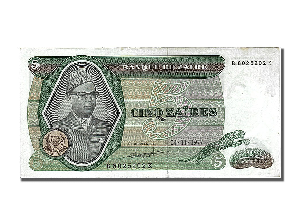 Biljet, Zaïre, 5 Zaïres, 1977, 1977-11-24, SPL