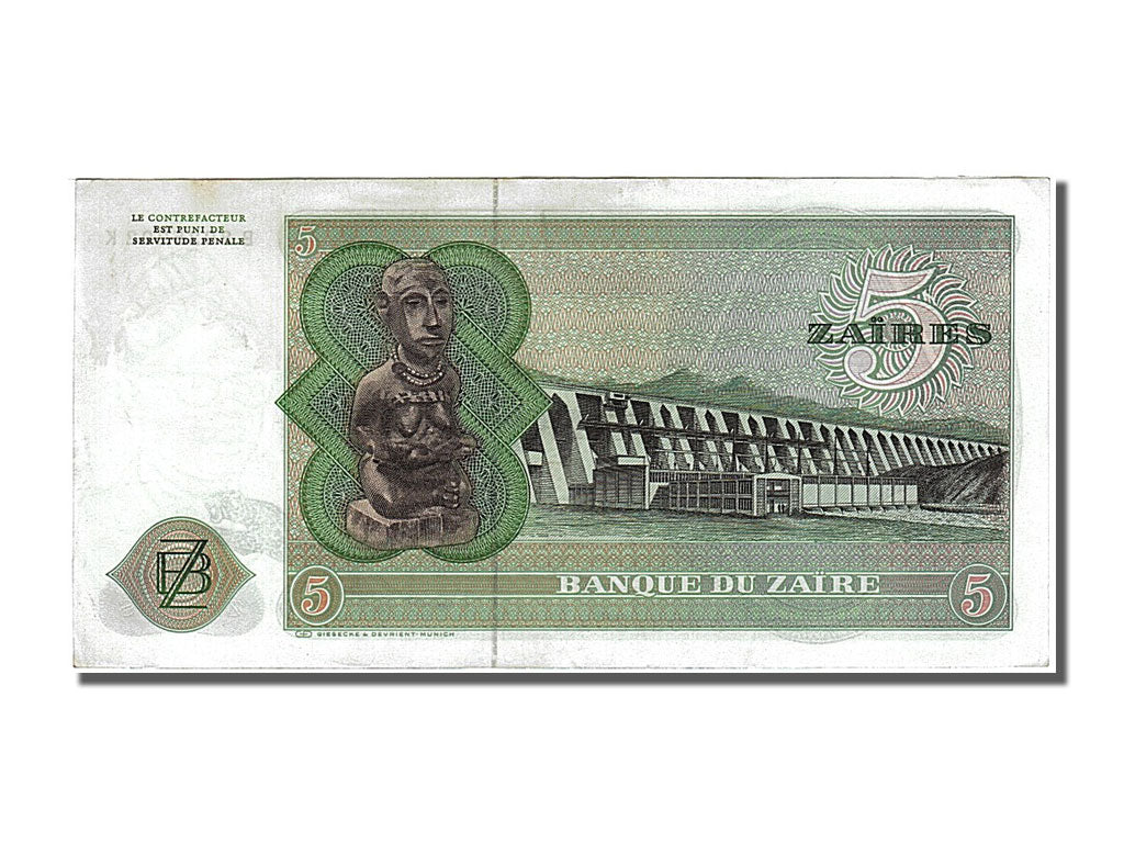 Biljet, Zaïre, 5 Zaïres, 1977, 1977-11-24, SPL