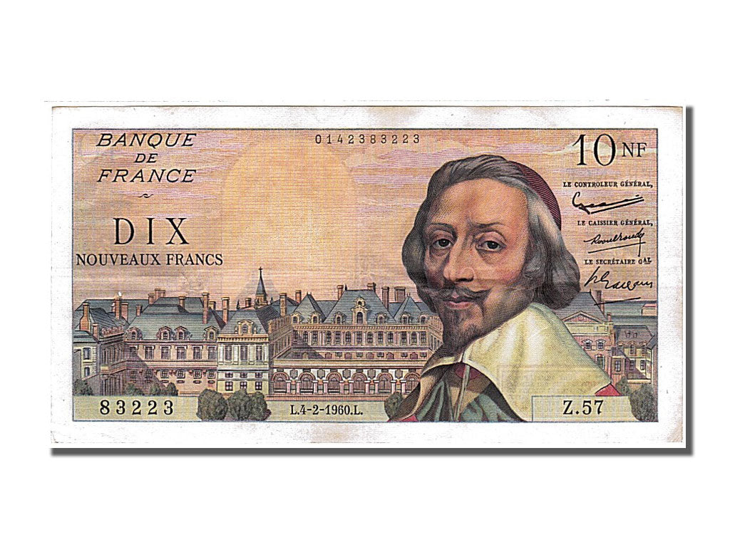 Biljet, Frankrijk, 10 Nouveaux Francs, 10 NF 1959-1963 ''Richelieu'', 1960