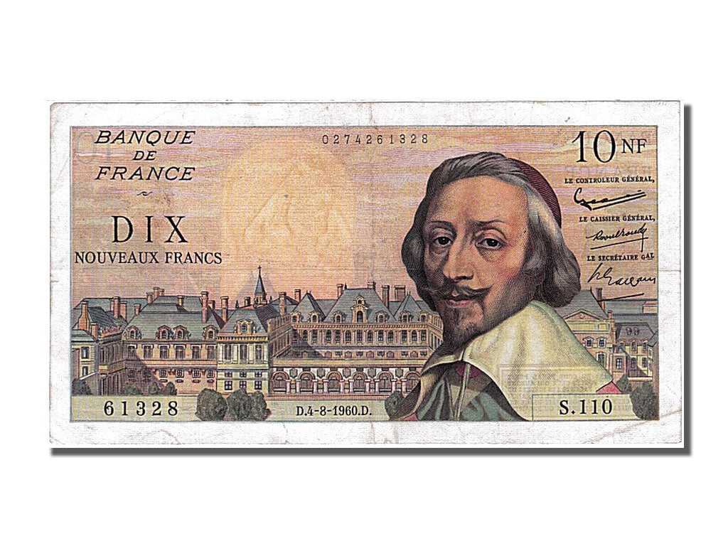 Biljet, Frankrijk, 10 Nouveaux Francs, 10 NF 1959-1963 ''Richelieu'', 1960