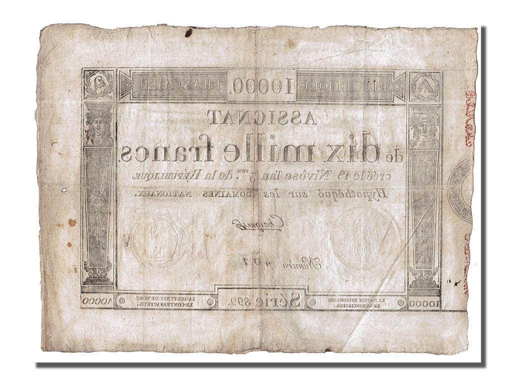 França, 10,000 Francs, 1795, EF(40-45), KM:A82, Lafaurie:177