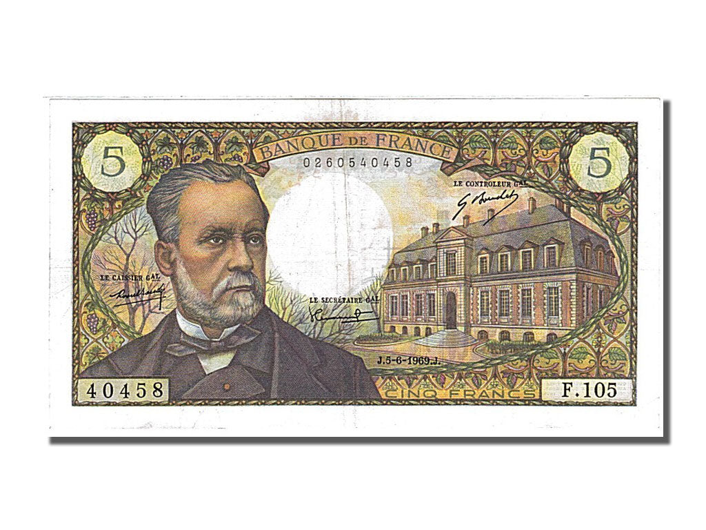 Banknote, France, 5 Francs, 5 F 1966-1970 ''Pasteur'', 1969, 1969-06-05
