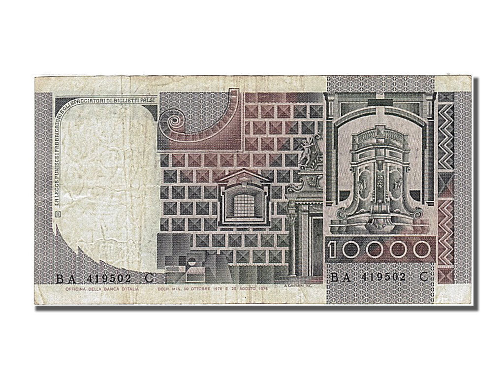 Banknot, Włochy, 10,000 Lire, 1976, 1976-11-30, VF(30-35)