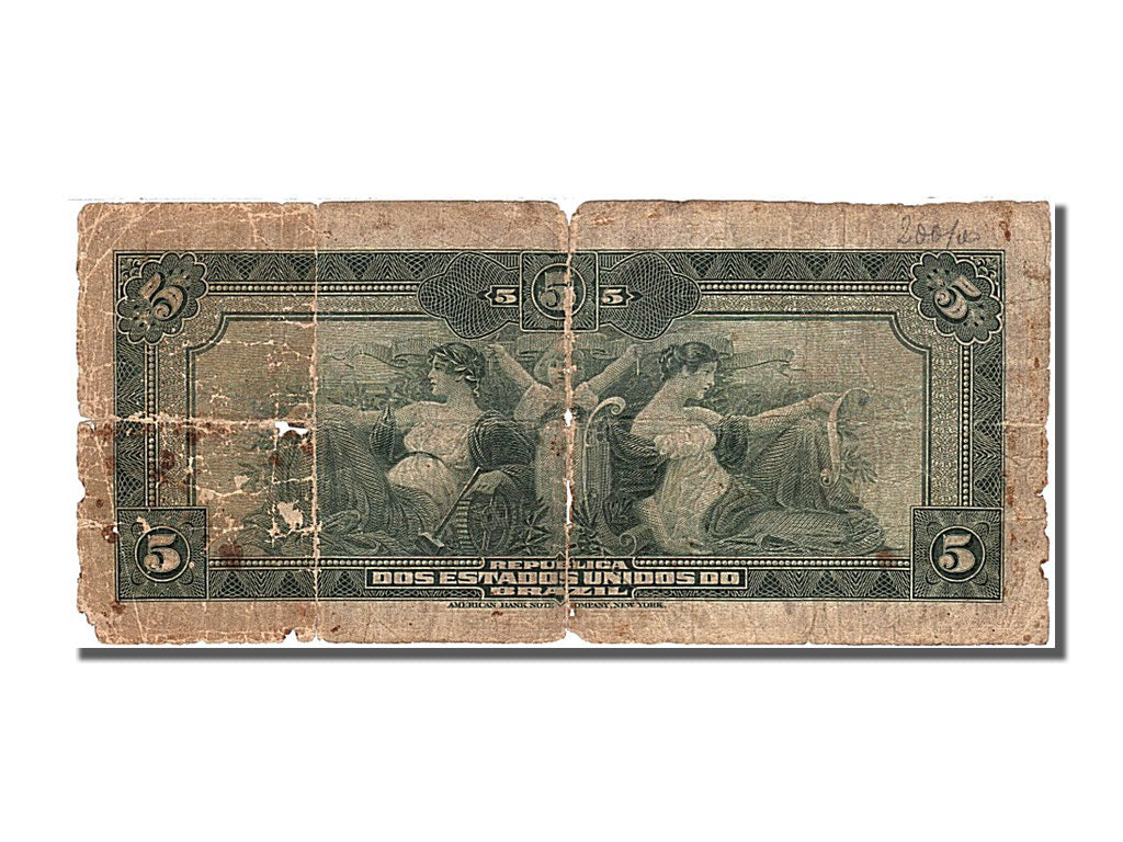 Banknote, Brazil, 5 Mil Reis, 1913, VF(20-25)