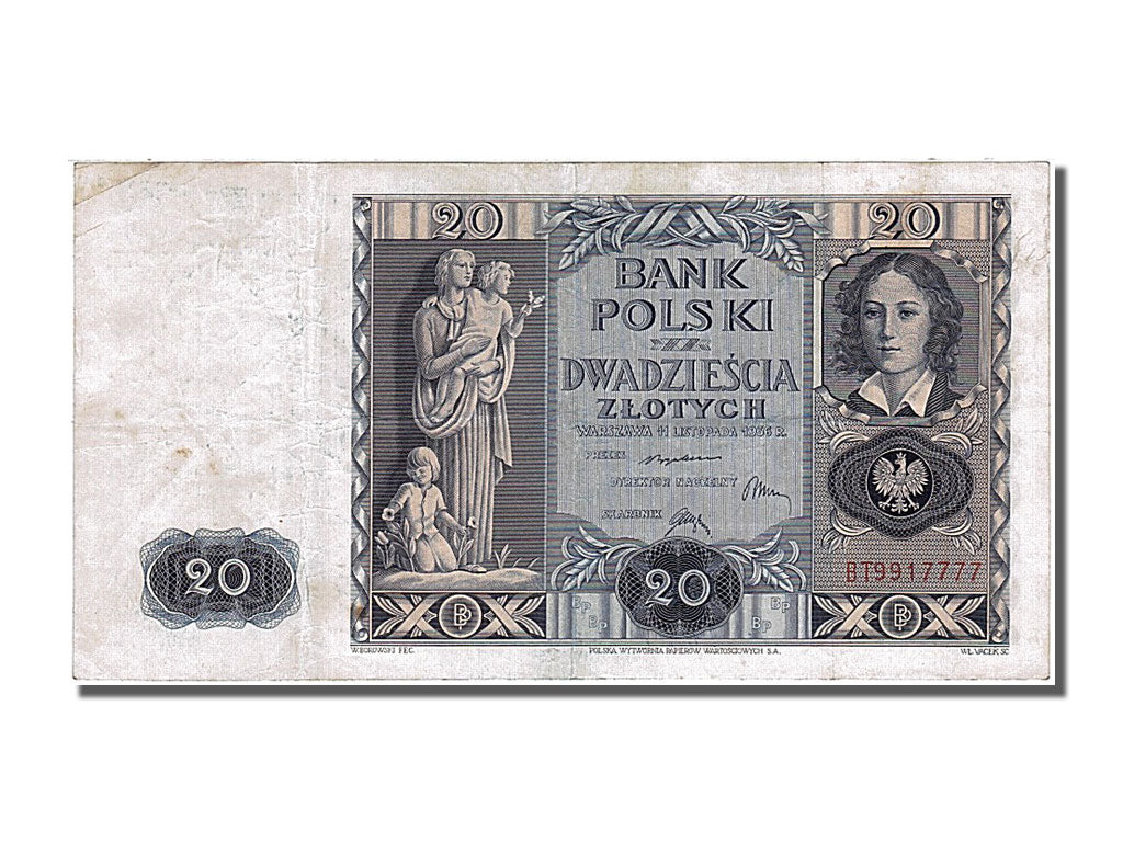 Banknote, Poland, 20 Zlotych, 1936, 1936-11-11, EF(40-45)