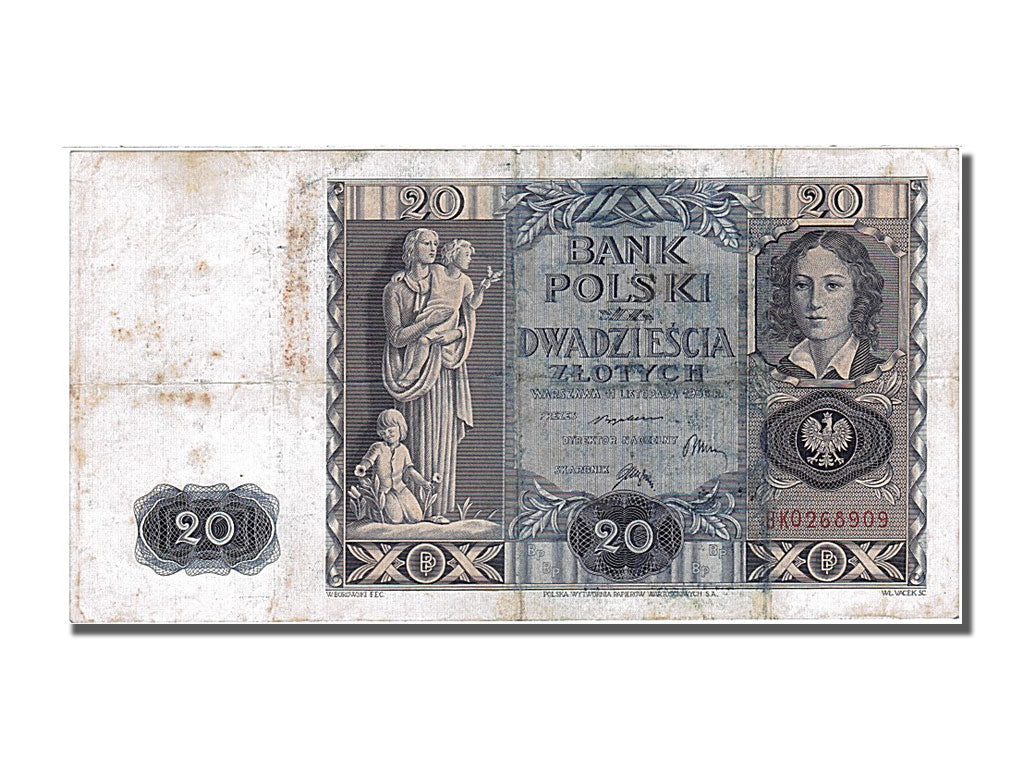Banknote, Poland, 20 Zlotych, 1936, 1936-11-11, VF(30-35)