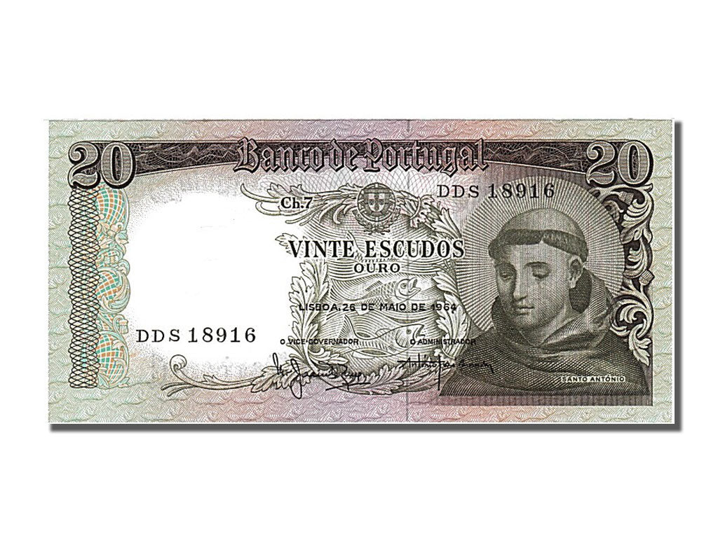 Banknote, Portugal, 20 Escudos, 1964, 1964-05-26, UNC(65-70)