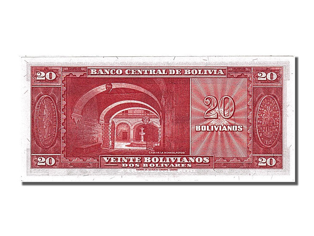 Banknote, Bolivia, 20 Bolivianos, 1945, 1945-12-20, UNC(65-70)