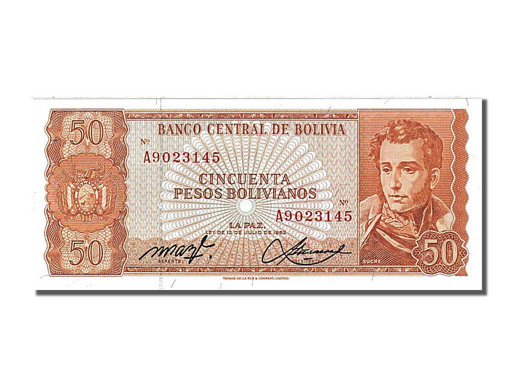 Banknote, Bolivia, 50 Pesos Bolivianos, 1962, 1962-07-13, UNC(65-70)