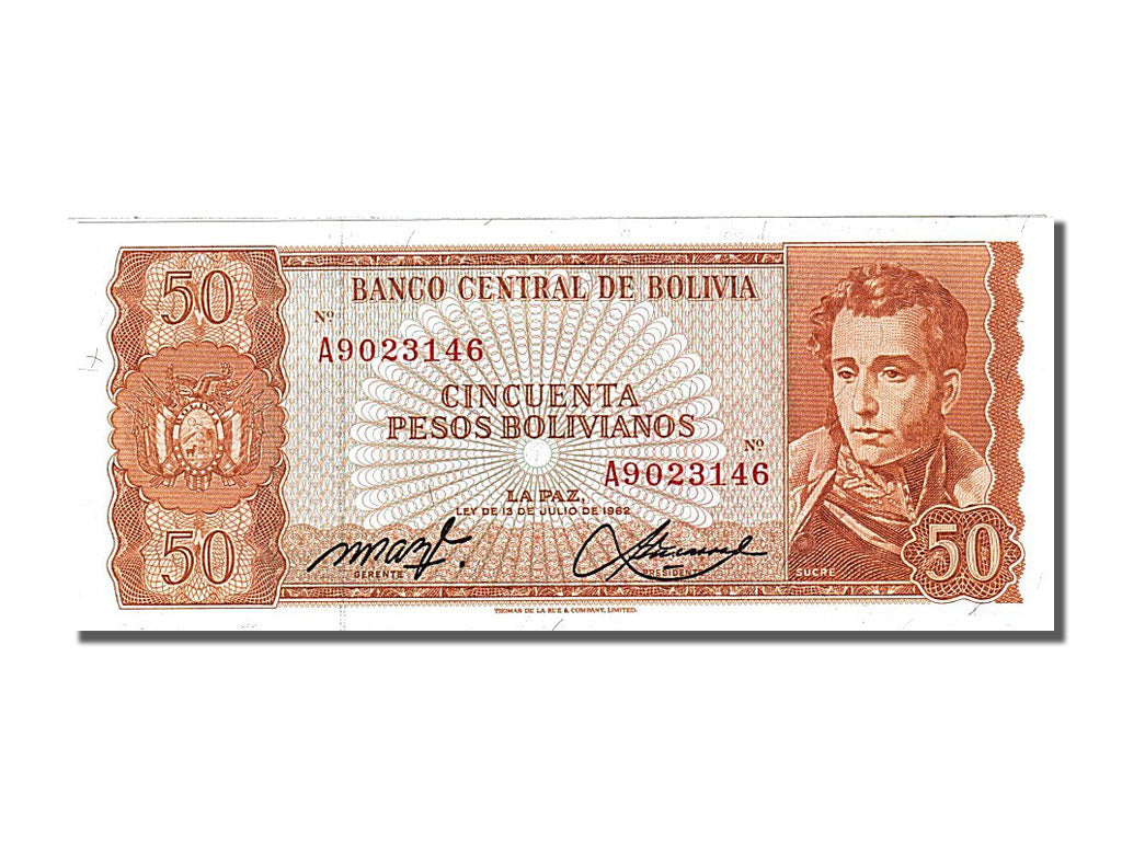 Geldschein, Bolivien, 50 Pesos Bolivianos, 1962, 1962-07-13, UNZ