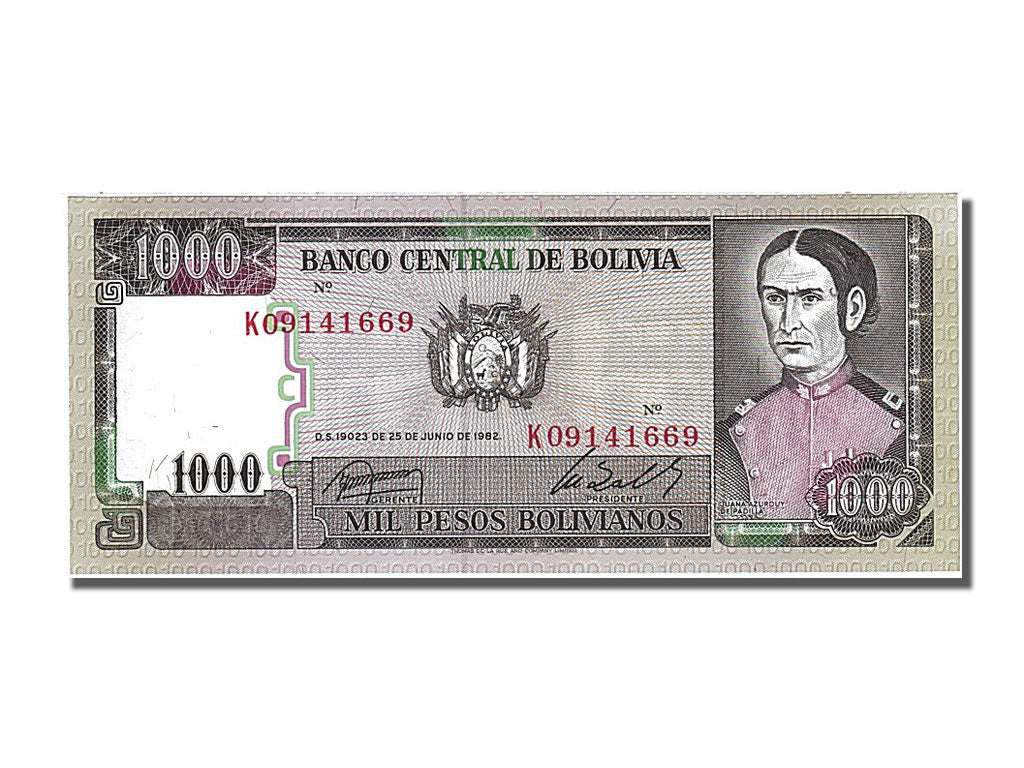 Geldschein, Bolivien, 1000 Pesos Bolivianos, 1982, 1982-06-25, UNZ