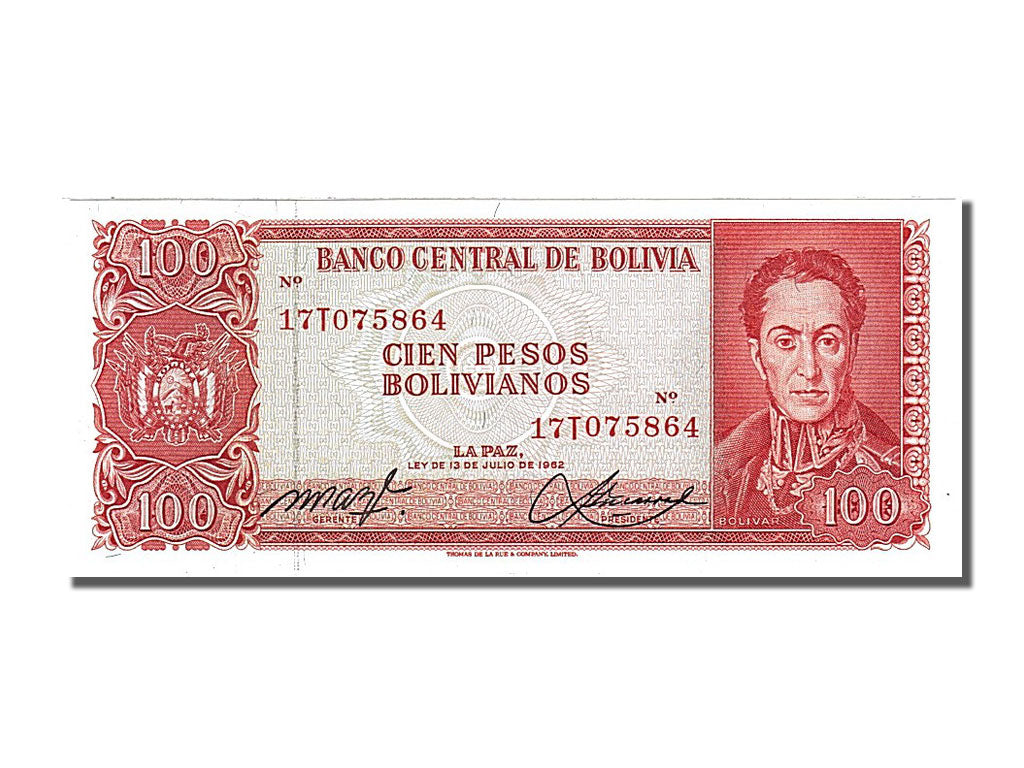 Banknote, Bolivia, 100 Pesos Bolivianos, 1962, 1962-07-13, UNC(65-70)
