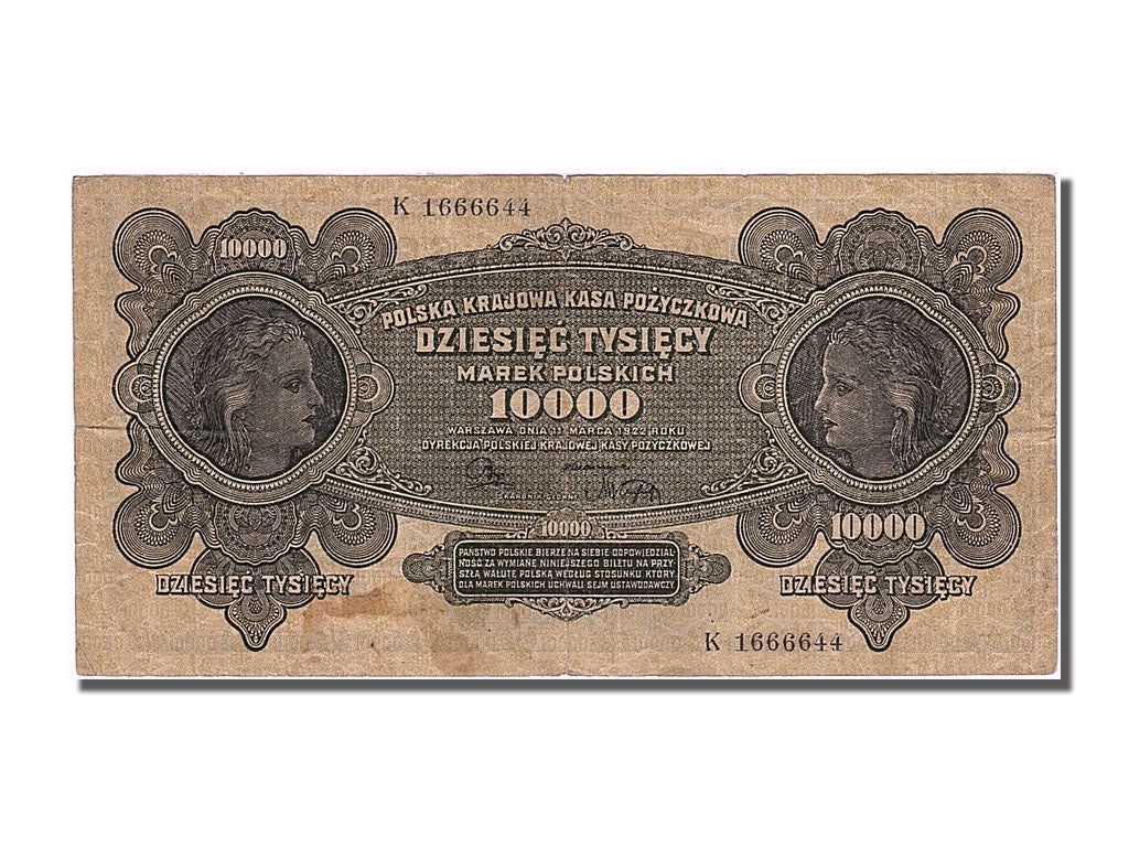 Banknote, Poland, 10,000 Marek, 1922, 1922-03-11, EF(40-45)