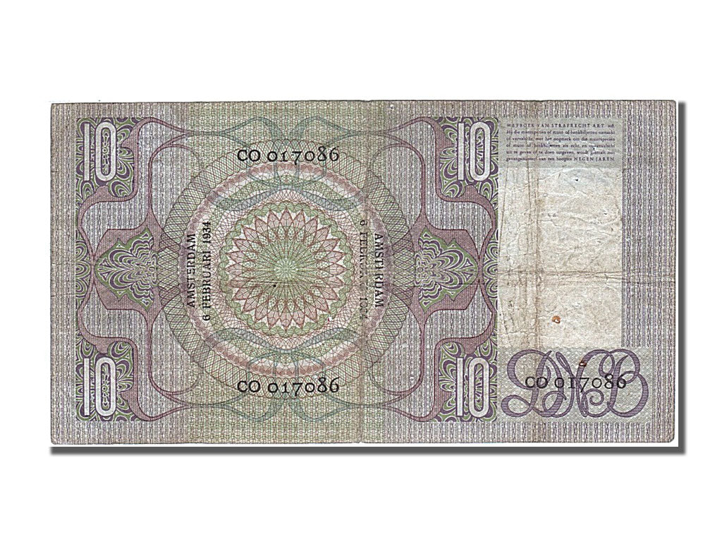 Banknote, Netherlands, 10 Gulden, 1934, 1934-02-06, EF(40-45)