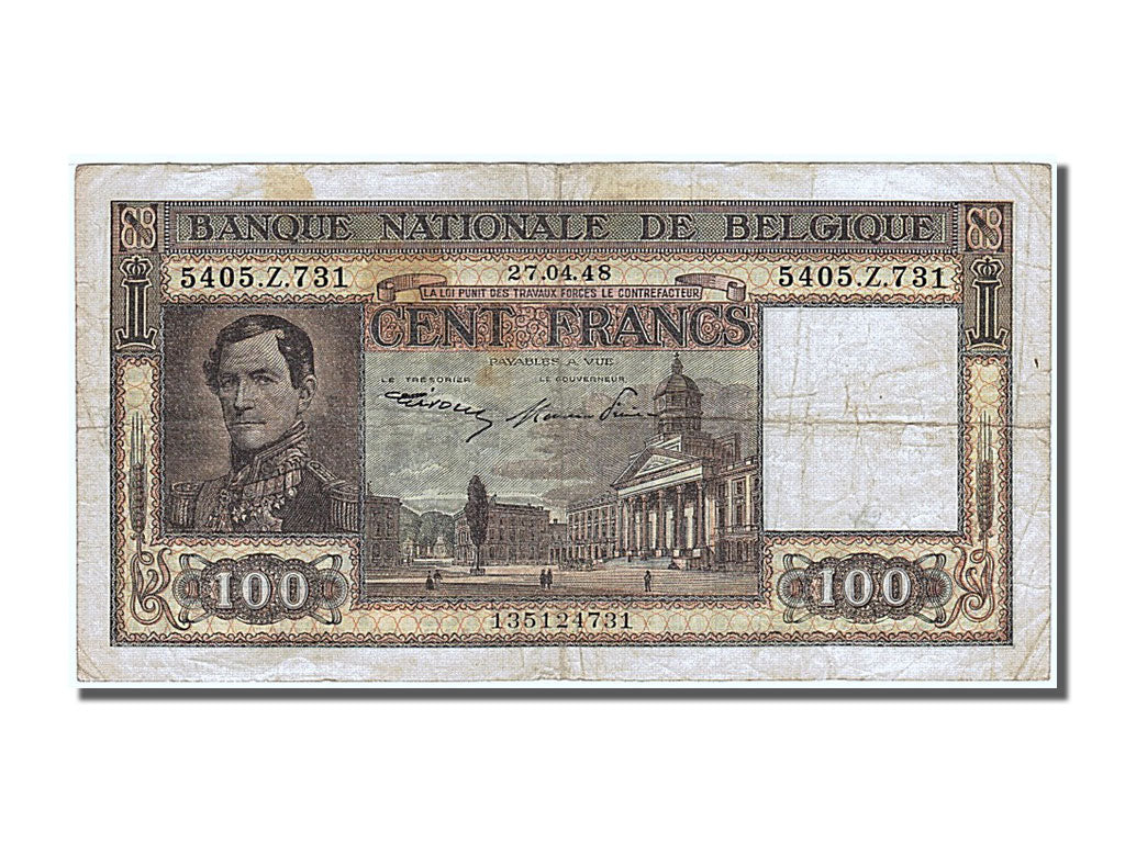Billete, 100 Francs, 1948, Bélgica, 1948-04-27, MBC