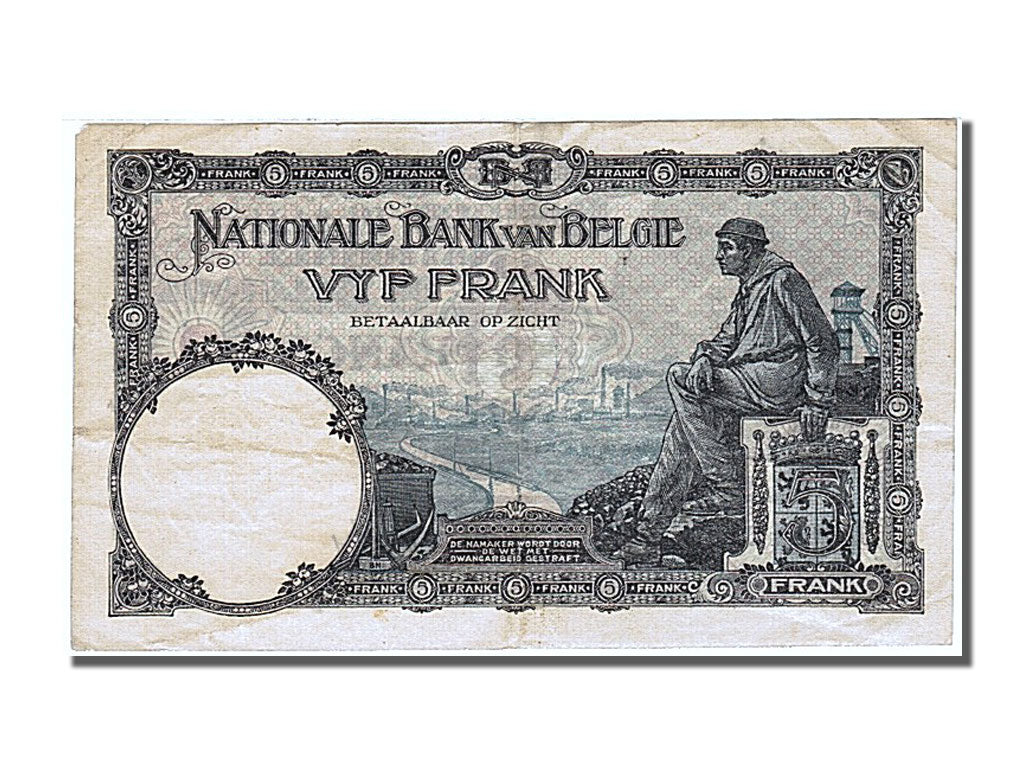 Banknote, Belgium, 5 Francs, 1924, 1924-12-03, AU(55-58)