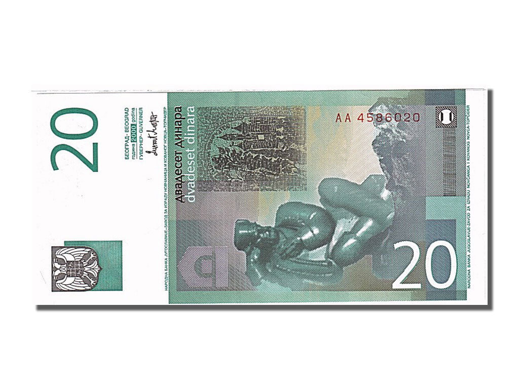 Banconote, Iugoslavia, 20 Dinara, 2000, FDS